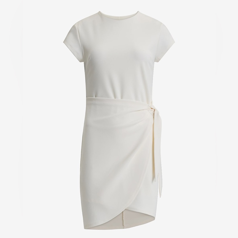 EXPRESS‎ Crew Neck Cap Sleeve Tie Wrap Mini Sheath Dress NEW Size XS - Picture 3 of 4